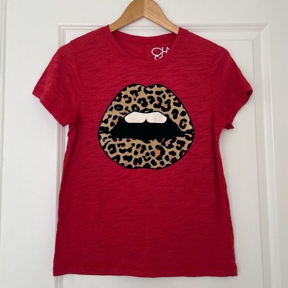 Chaser Leopard Lips T-Shirt in Red size Small - Picture 2 of 6
